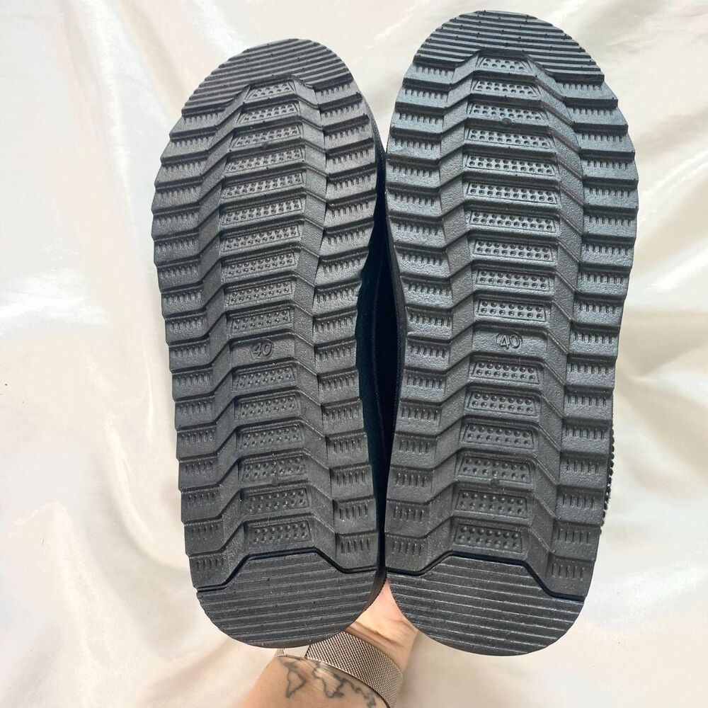 NEW Black White Trim Cozy Platform Embroidered Clog Slippers / Mules US 7 - Picture 5 of 6